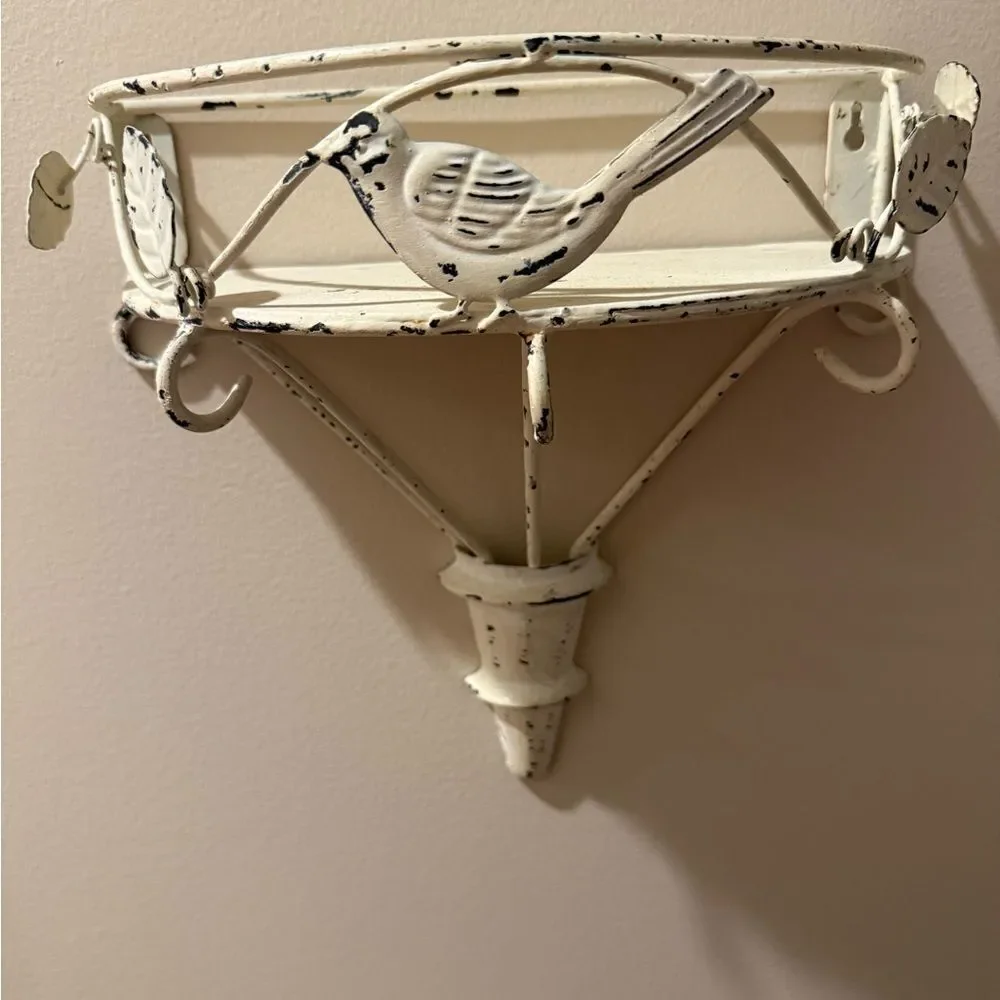 Cream Boho Bird half circle Metal Shelf Decorative Wall Shelf